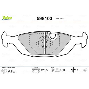 VALEO 598103 Pastillas de freno Trasero para