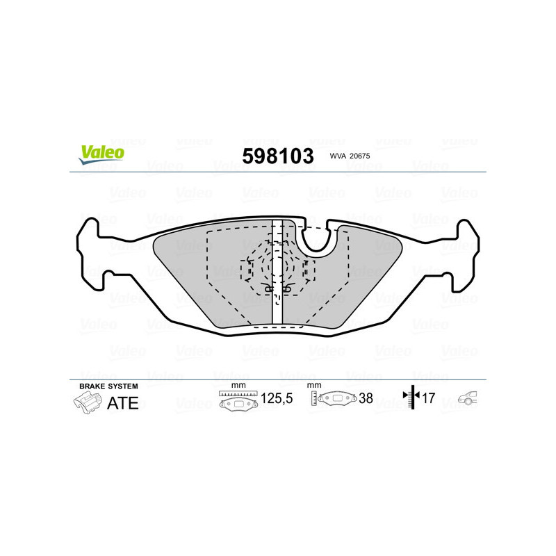 VALEO 598103 Brzdové destičky Zadní pro