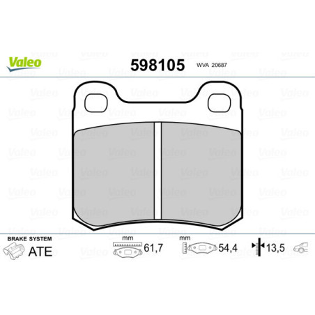 VALEO 598105 Plaquettes de frein Arrière pour