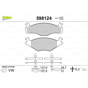 VALEO 598124 Pastiglie freno Anteriore per