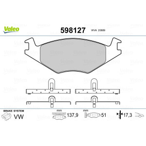 VALEO 598127 Plaquettes de frein Avant pour