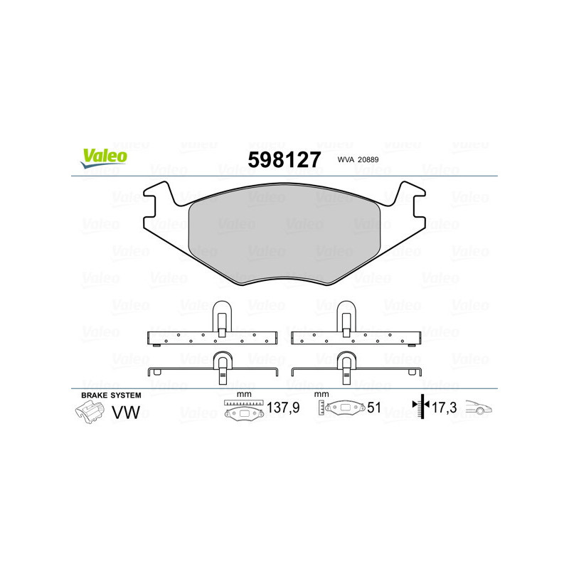 VALEO 598127 Bremsbeläge Vorne für