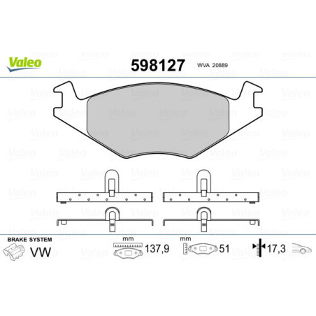 VALEO 598127 Klocki hamulcowe Przód dla