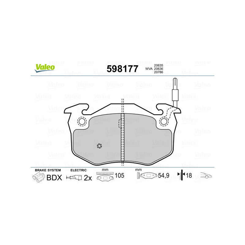 VALEO 598177 Pastiglie freno Anteriore per