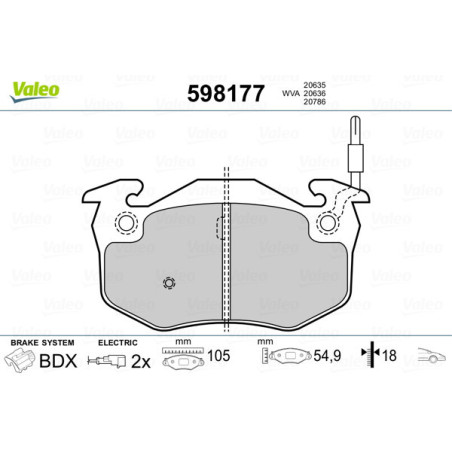 VALEO 598177 Klocki hamulcowe Przód dla