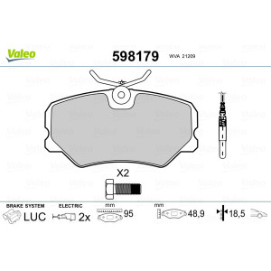 VALEO 598179 Pastiglie freno Anteriore per