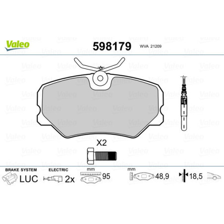 VALEO 598179 Plaquettes de frein Avant pour