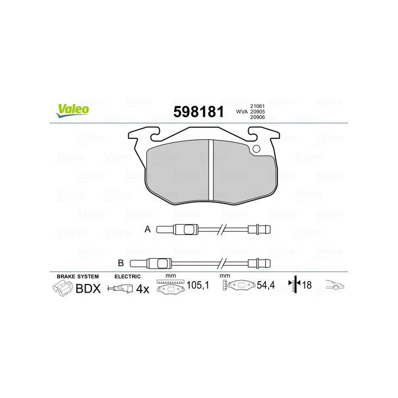 VALEO 598181 Pastiglie freno Anteriore per