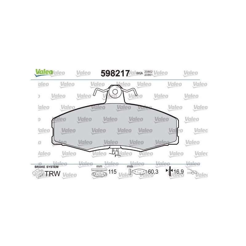VALEO 598217 Brake Pads Set Front for