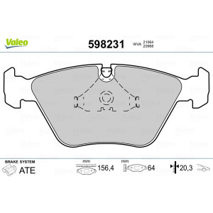 VALEO 598231 Brzdové platničky Predné pre