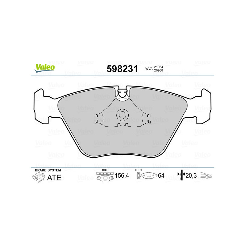 VALEO 598231 Brzdové platničky Predné pre