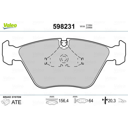 VALEO 598231 Pastillas de freno Delantero para