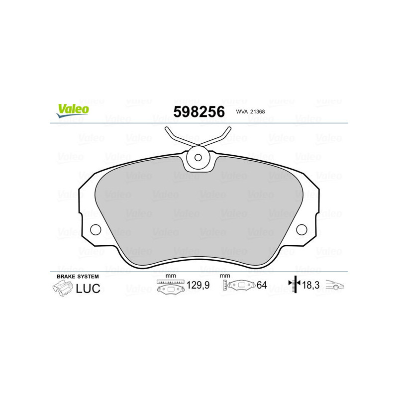 VALEO 598256 Brzdové destičky Přední pro