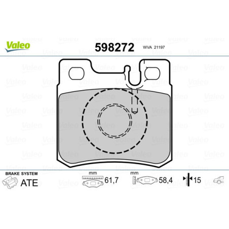 VALEO 598272 Plaquettes de frein Arrière pour