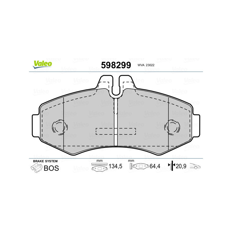 VALEO 598299 Pastiglie freno Anteriore per