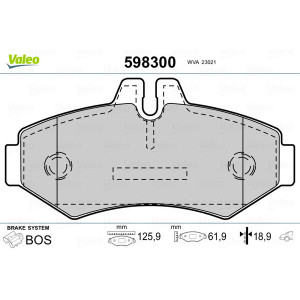 VALEO 598300 Brzdové platničky Zadné pre