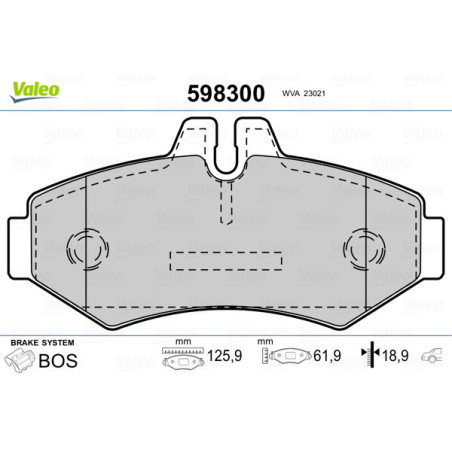 VALEO 598300 Bremsbeläge Hinten für