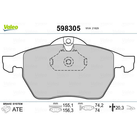 VALEO 598305 Brzdové destičky Přední pro