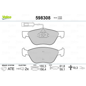 VALEO 598308 Brzdové destičky Přední pro