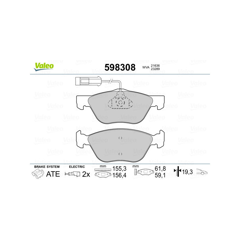 VALEO 598308 Pastillas de freno Delantero para