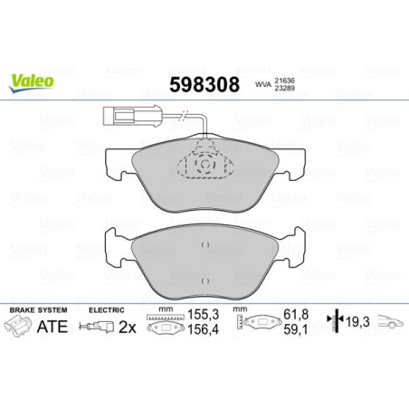 VALEO 598308 Brake Pads Set Front for