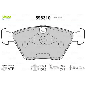VALEO 598310 Brzdové platničky Predné pre