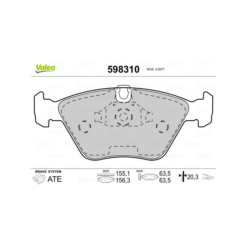 VALEO 598310 Brzdové destičky Přední pro