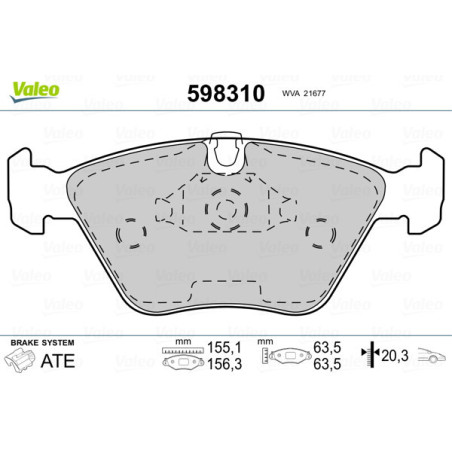 VALEO 598310 Brzdové destičky Přední pro
