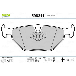 VALEO 598311 Plaquettes de frein Arrière pour