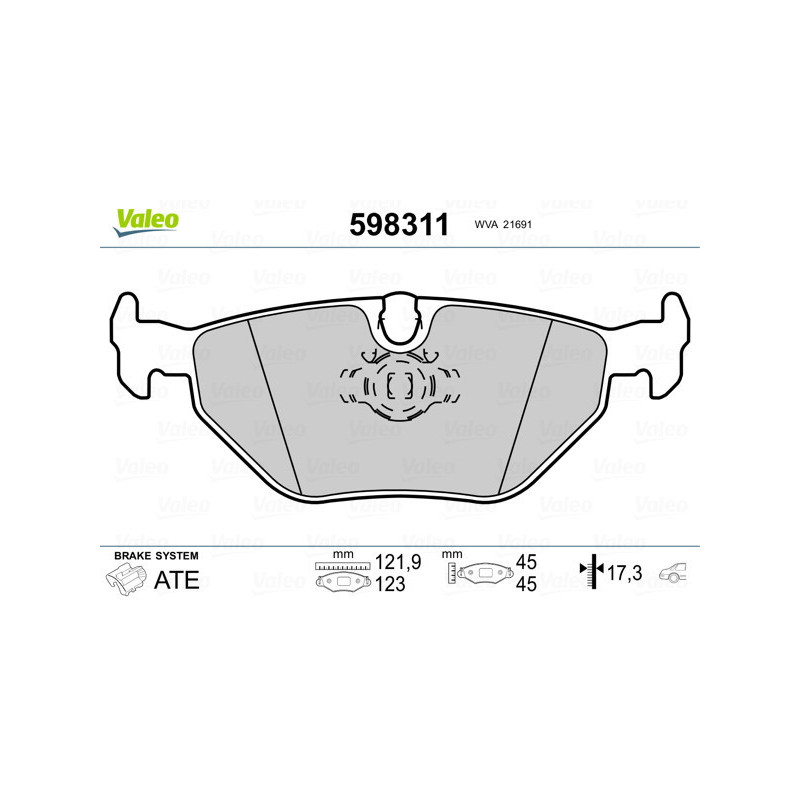 VALEO 598311 Plaquettes de frein Arrière pour