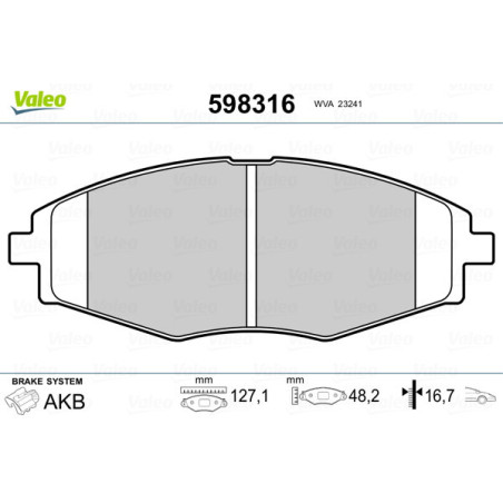 VALEO 598316 Bremsbeläge Vorne für