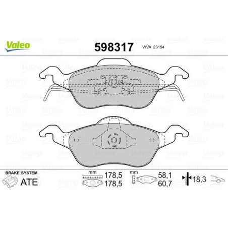 VALEO 598317 Bremsbeläge Vorne für
