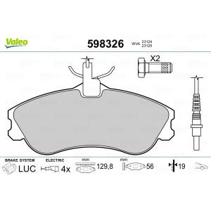 VALEO 598326 Brzdové platničky Predné pre Citroen Peugeot