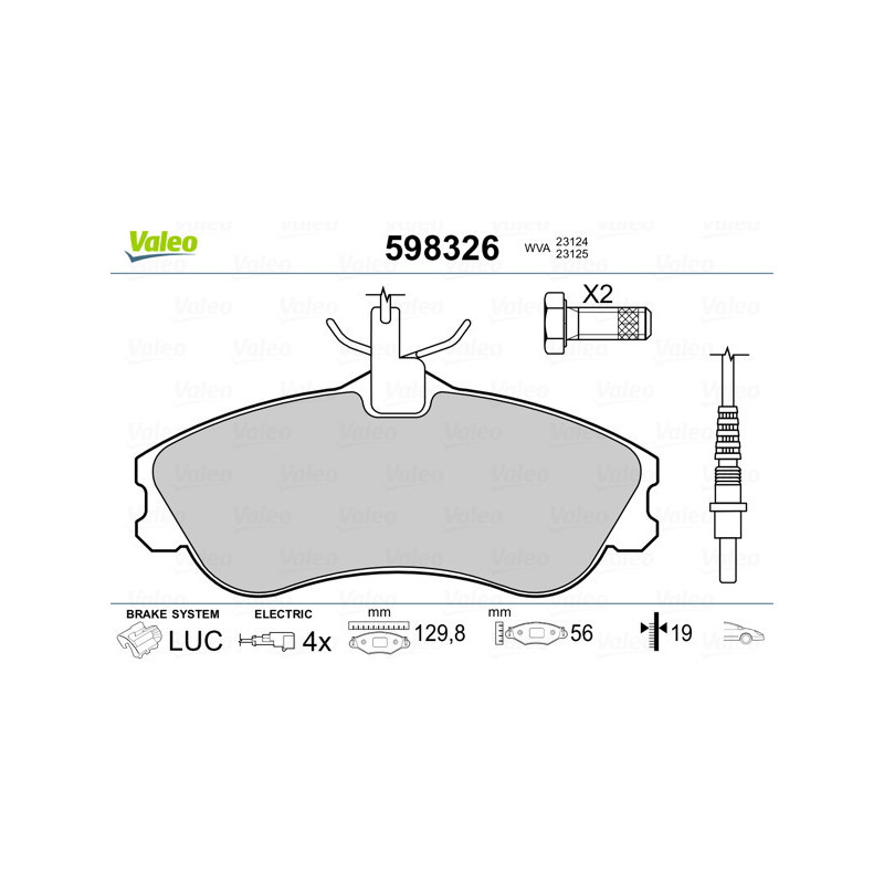 VALEO 598326 Pastillas de freno Delantero para Citroen Peugeot