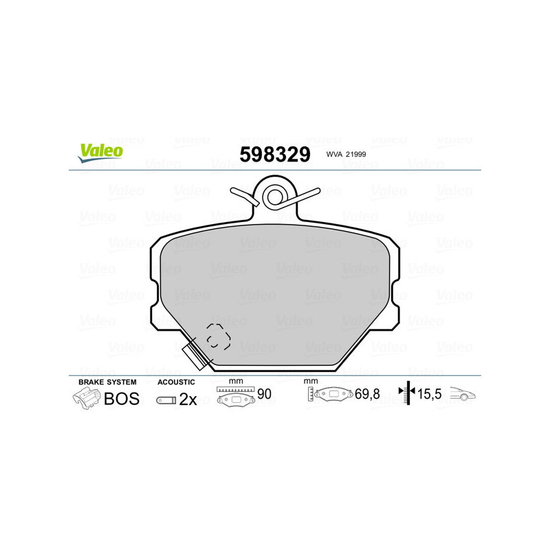 VALEO 598329 Klocki hamulcowe Przód dla