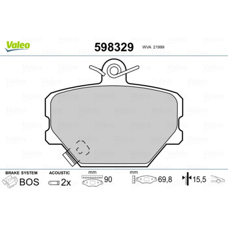 VALEO 598329 Plaquettes de frein Avant pour