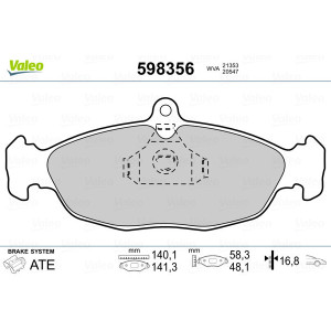 VALEO 598356 Pastillas de freno Delantero para