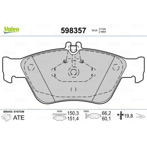 VALEO 598357 Pastiglie freno Anteriore per