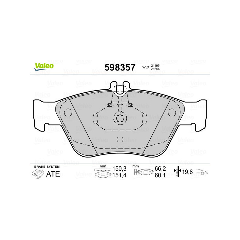 VALEO 598357 Pastiglie freno Anteriore per