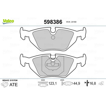 VALEO 598386 Bremsbeläge Hinten für
