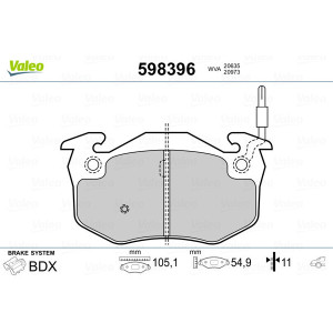 VALEO 598396 Brake Pads Set Rear for