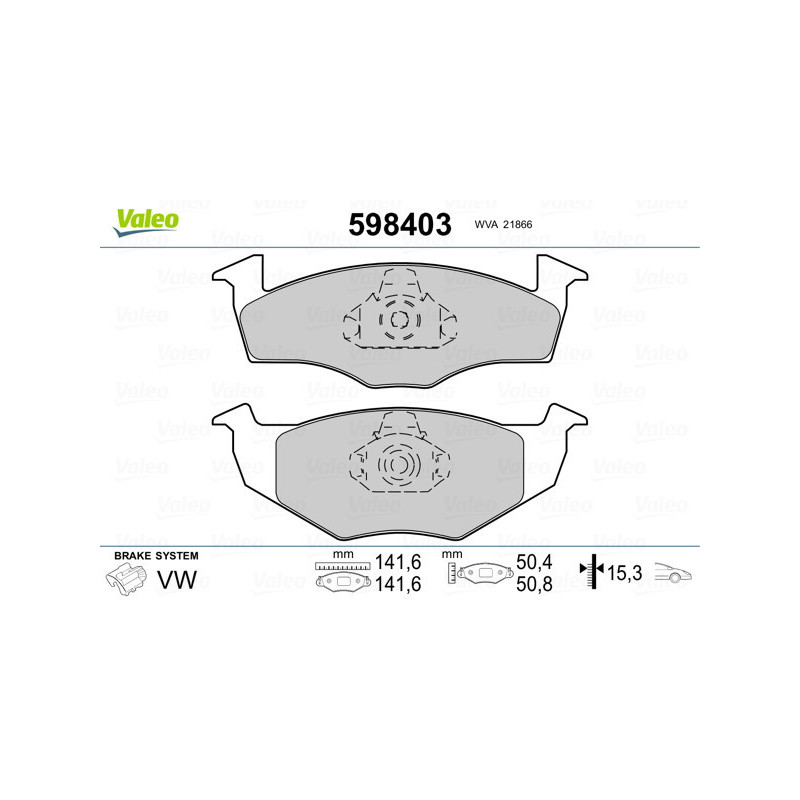 VALEO 598403 Pastillas de freno Delantero para