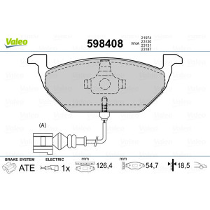 VALEO 598408 Pastillas de freno Delantero para