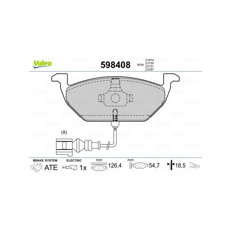 VALEO 598408 Brzdové destičky Přední pro