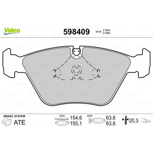 VALEO 598409 Pastiglie freno Anteriore per