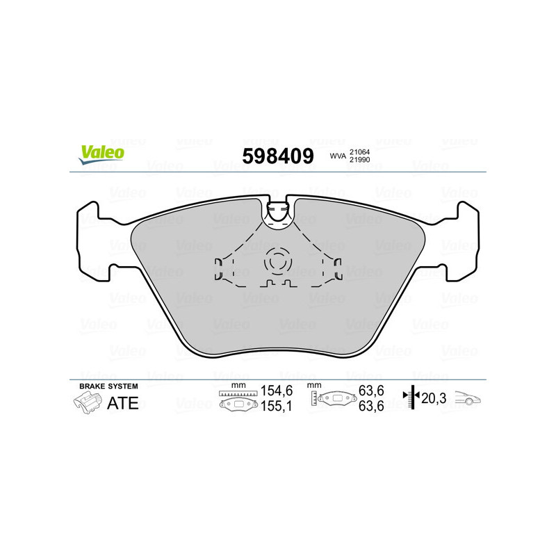 VALEO 598409 Brzdové destičky Přední pro