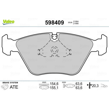 VALEO 598409 Klocki hamulcowe Przód dla