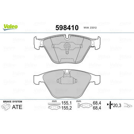 VALEO 598410 Bremsbeläge Vorne für