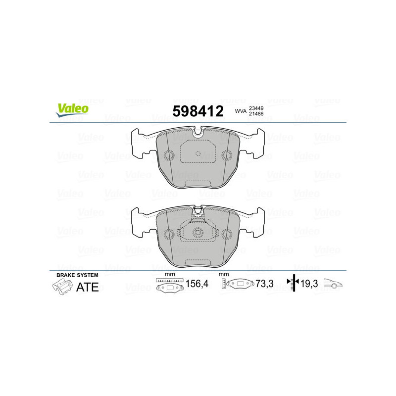 VALEO 598412 Pastillas de freno Delantero para