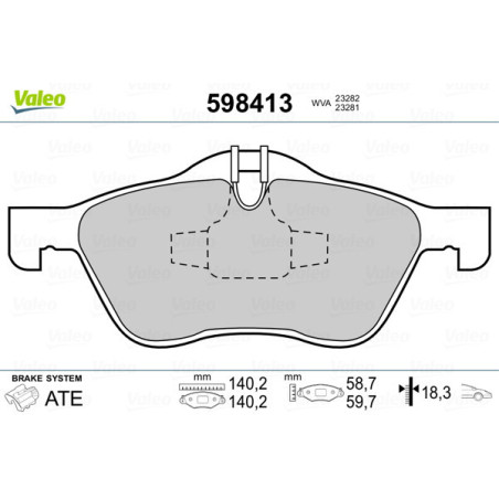 VALEO 598413 Brzdové destičky Přední pro
